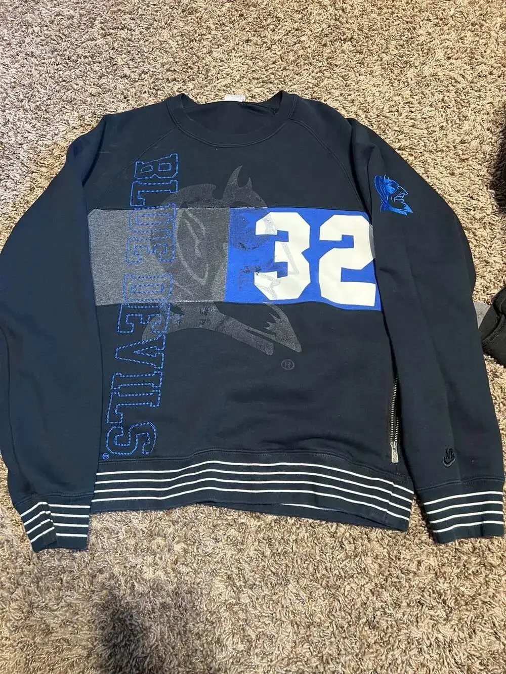 Nike Sportswear Duke Blue Devils #32 Vintage Style Side-Zip Crewneck Sweatshirt - Picture 1 of 5